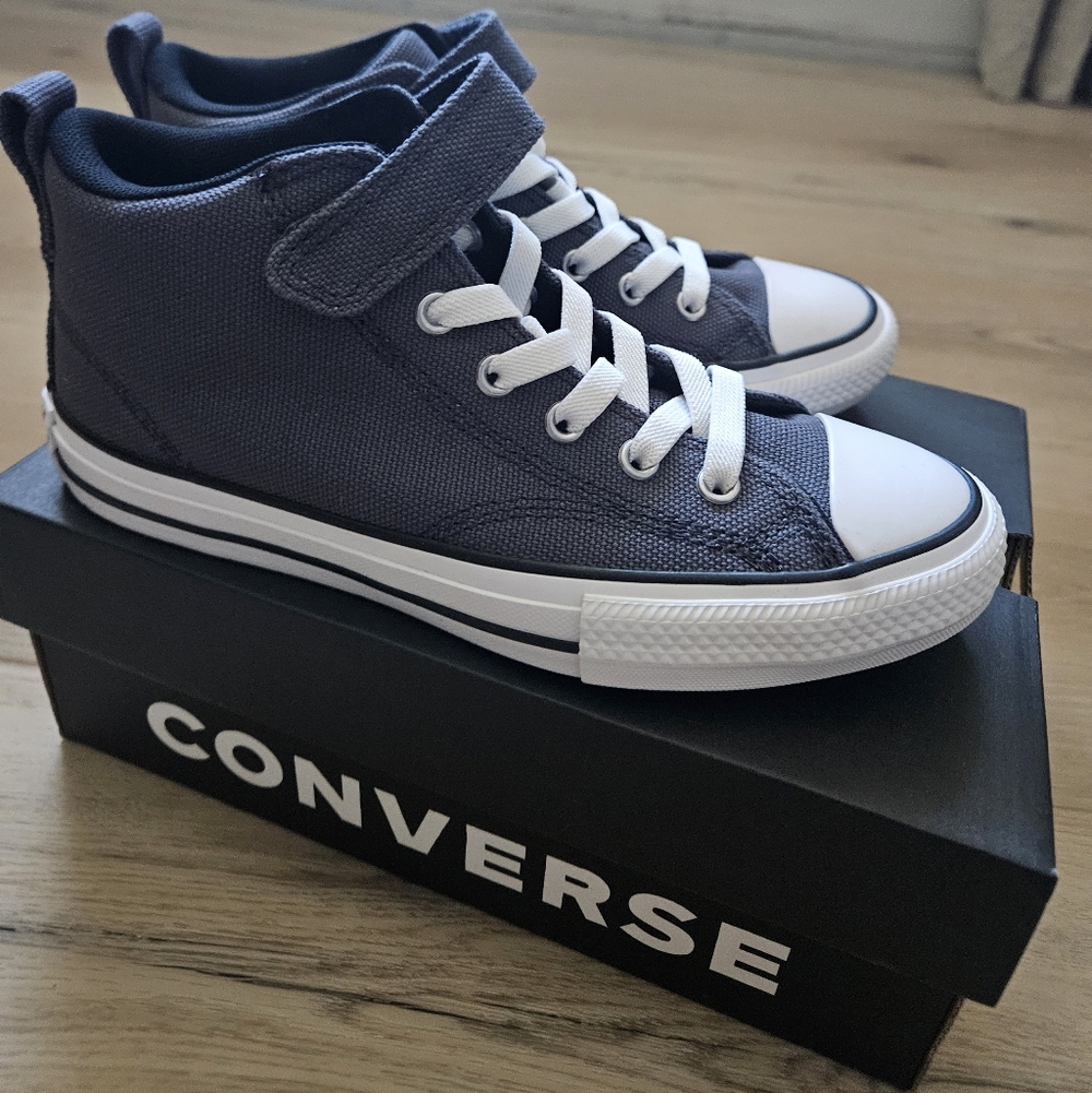 Converse Kids Gray High-Top Sneakers with White Toe